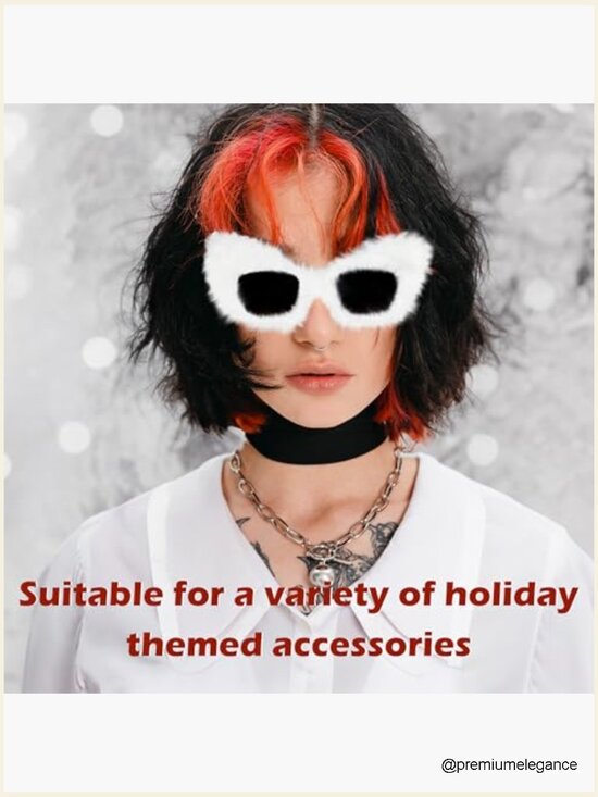 Vintage Plush Fuzzy Cat Eye Sunglasses Punk Velvet Shades  display picture 2